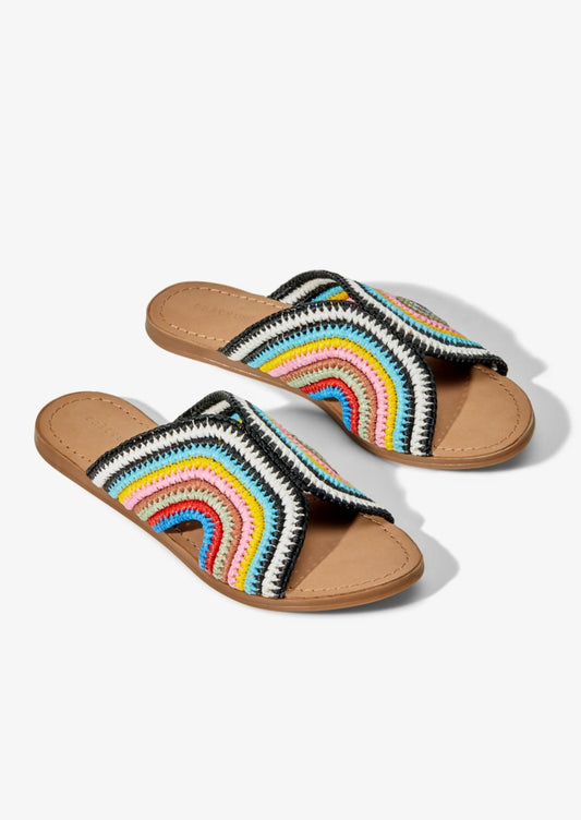 BALI - RAINBOW raffia slide