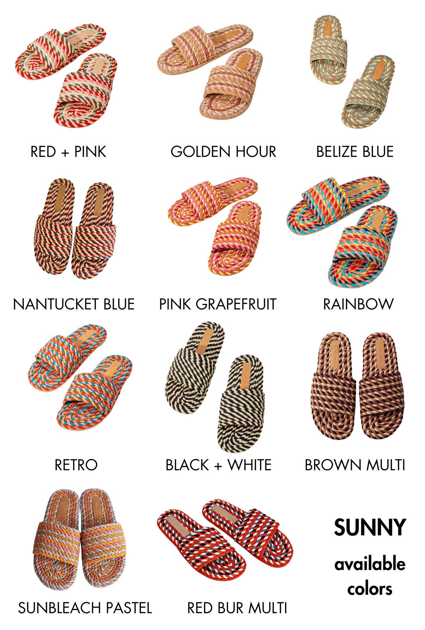 SUNNY-BROWN MULTI vegan rope slide sandal