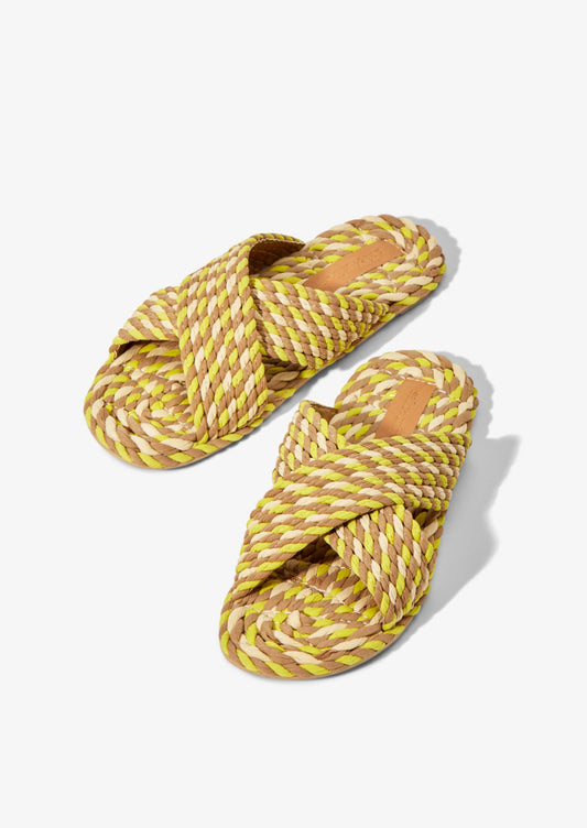 SARAYA - CITRON vegan rope cross band slide sandal