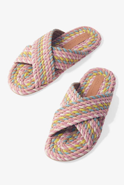 SARAYA-MIAMI MULTI vegan rope cross band slide sandal