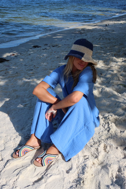 BALI - RAINBOW raffia slide