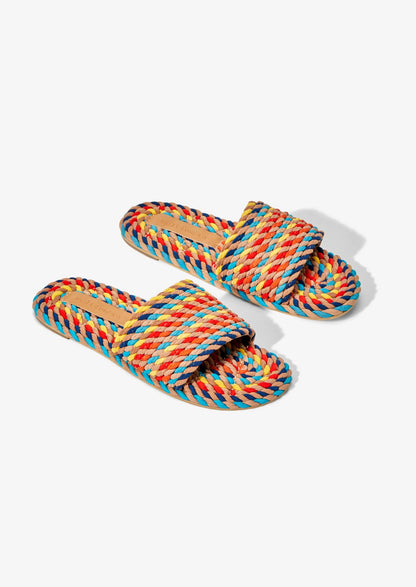 SUNNY-RAINBOW MULTI vegan rope slide sandal
