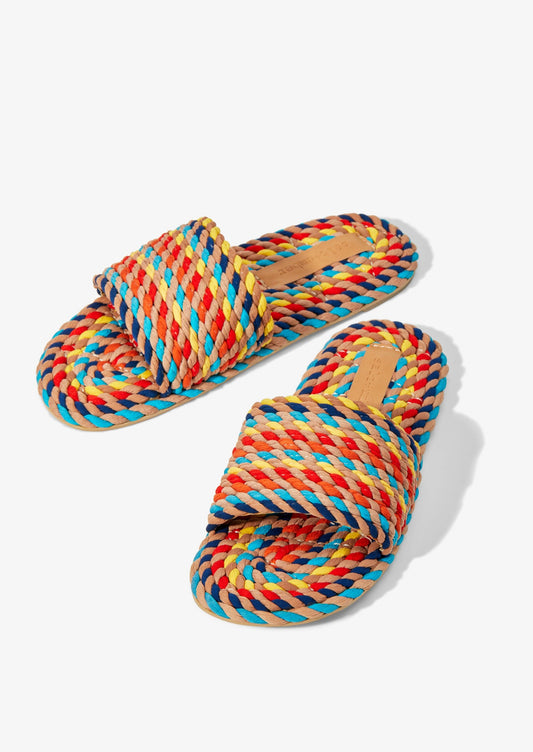 SUNNY-RAINBOW MULTI vegan rope slide sandal