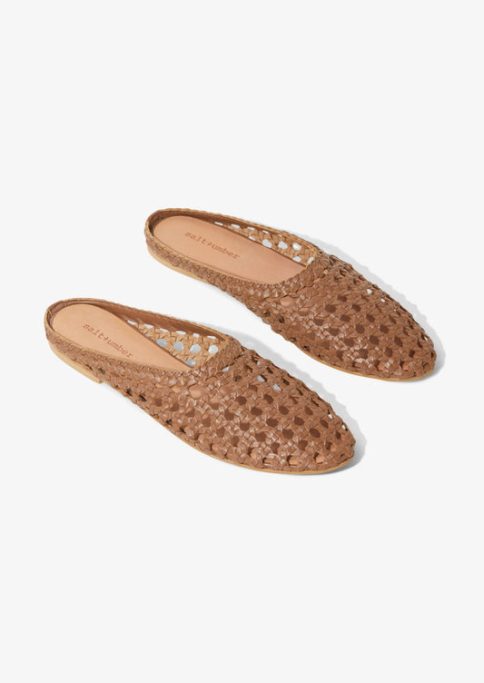 SHANTI - BROWN handwoven leather mule