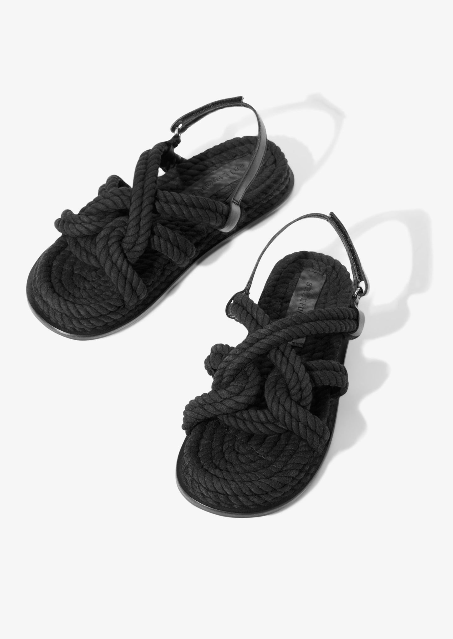 SANSA-BLACK rope nautical knot slingback platform