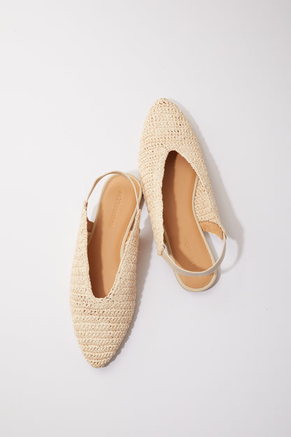 MOROCCO- NATURAL RAFFIA slingback closed toe flat