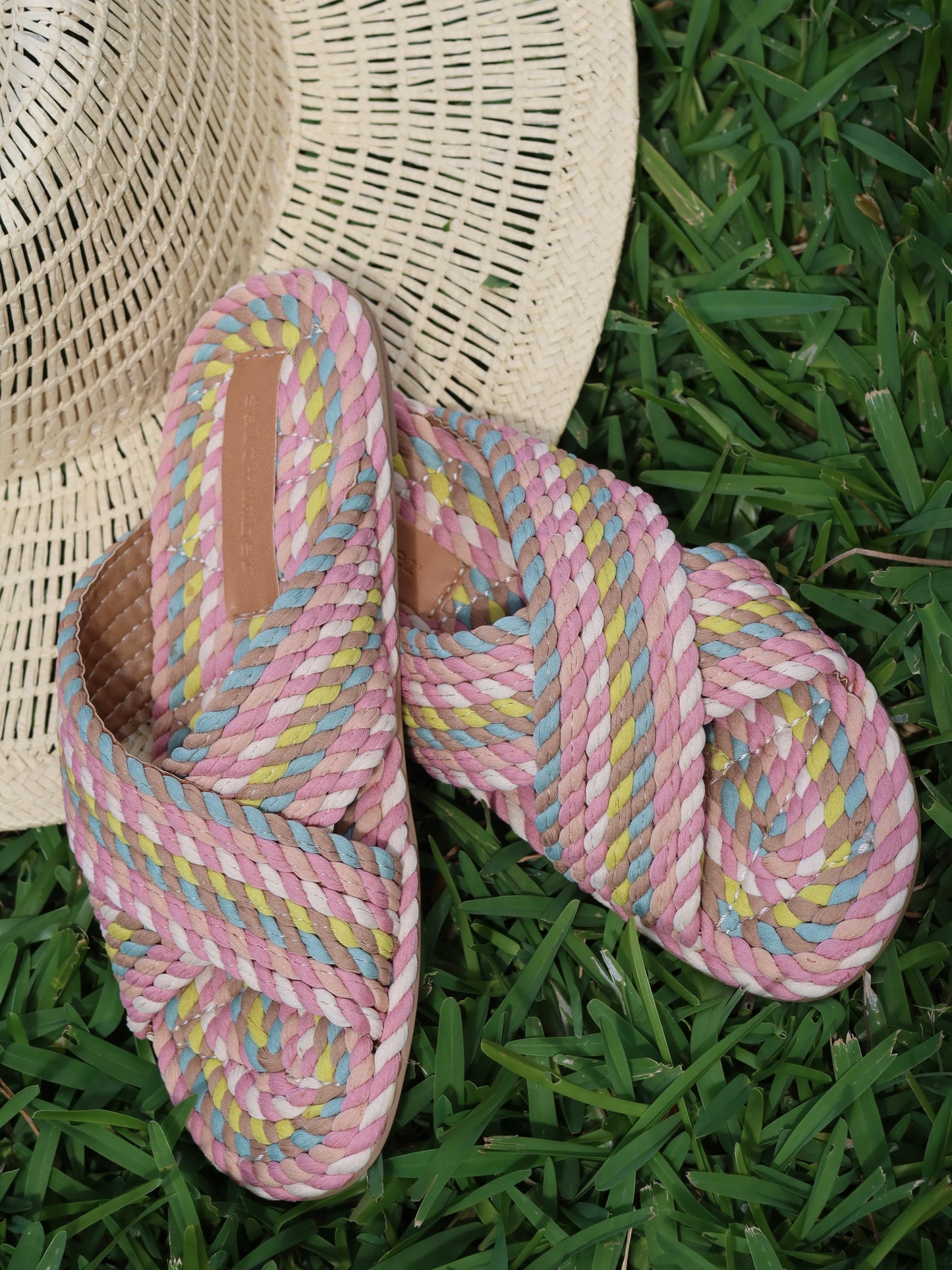 SARAYA-MIAMI MULTI vegan rope cross band slide sandal