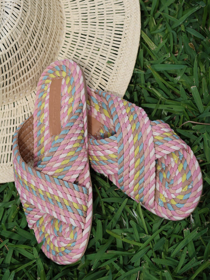 SARAYA-MIAMI MULTI vegan rope cross band slide sandal