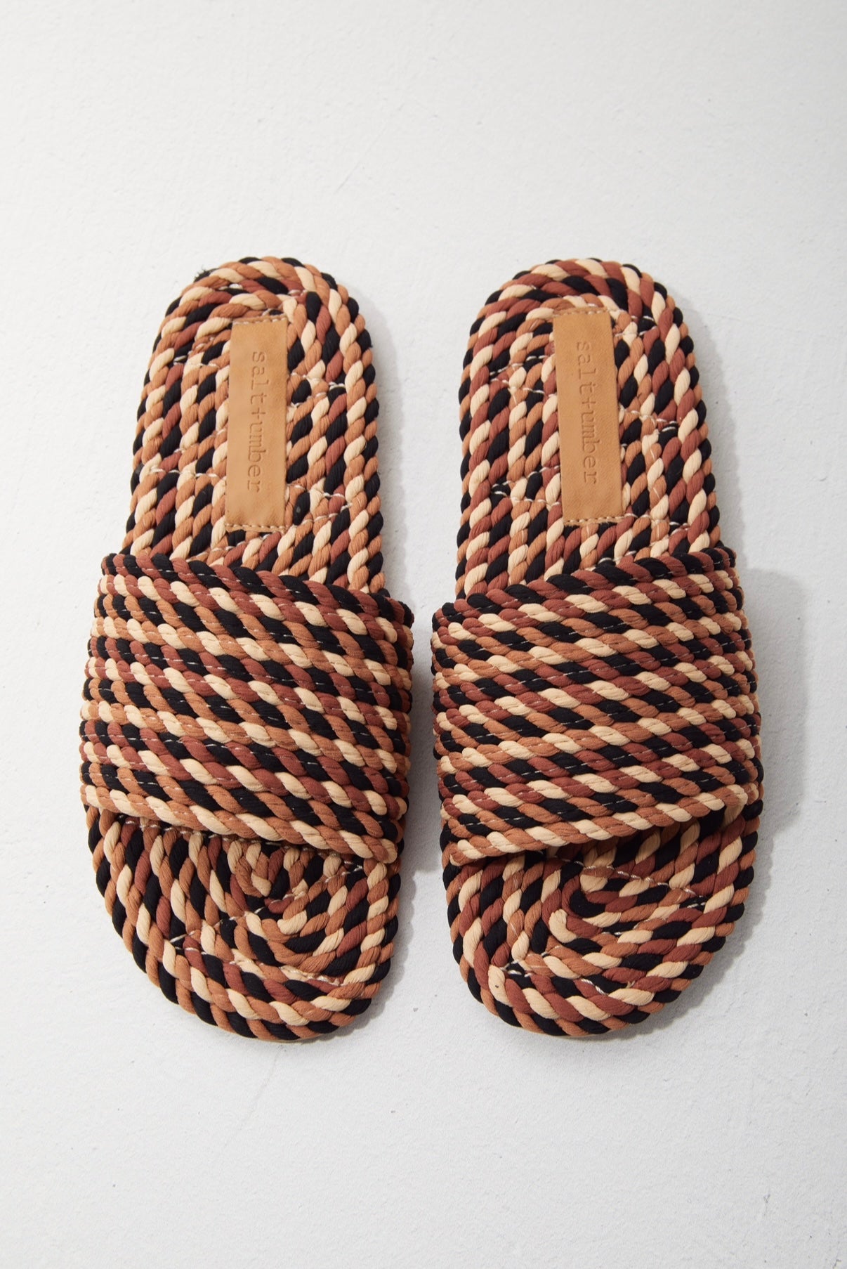 SUNNY-BROWN MULTI vegan rope slide sandal