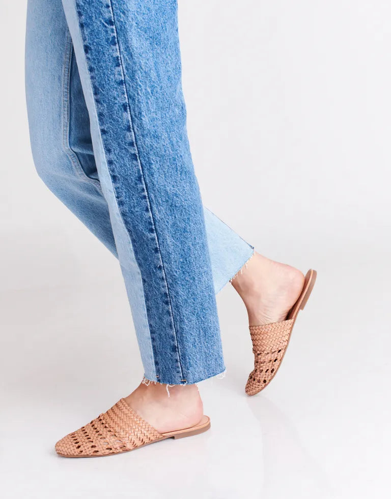 LILY-VINTAGE PINK signature woven leather mules