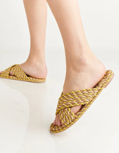 SARAYA - CITRON vegan rope cross band slide sandal