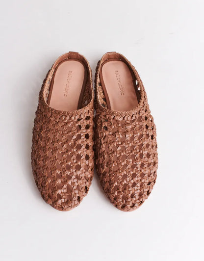 SHANTI - BROWN handwoven leather mule