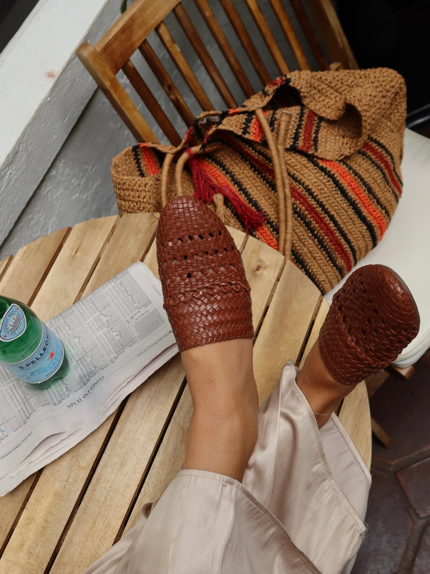 LILY-TAN signature woven leather mules