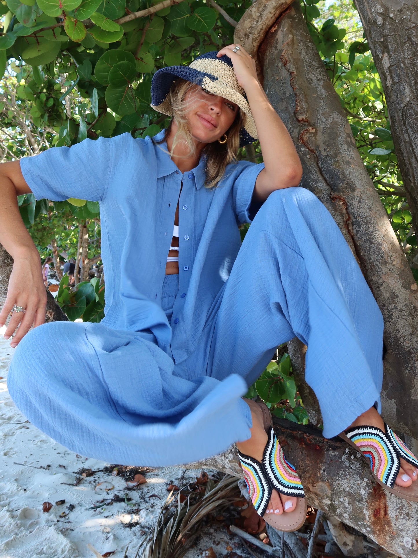 BALI - RAINBOW raffia slide