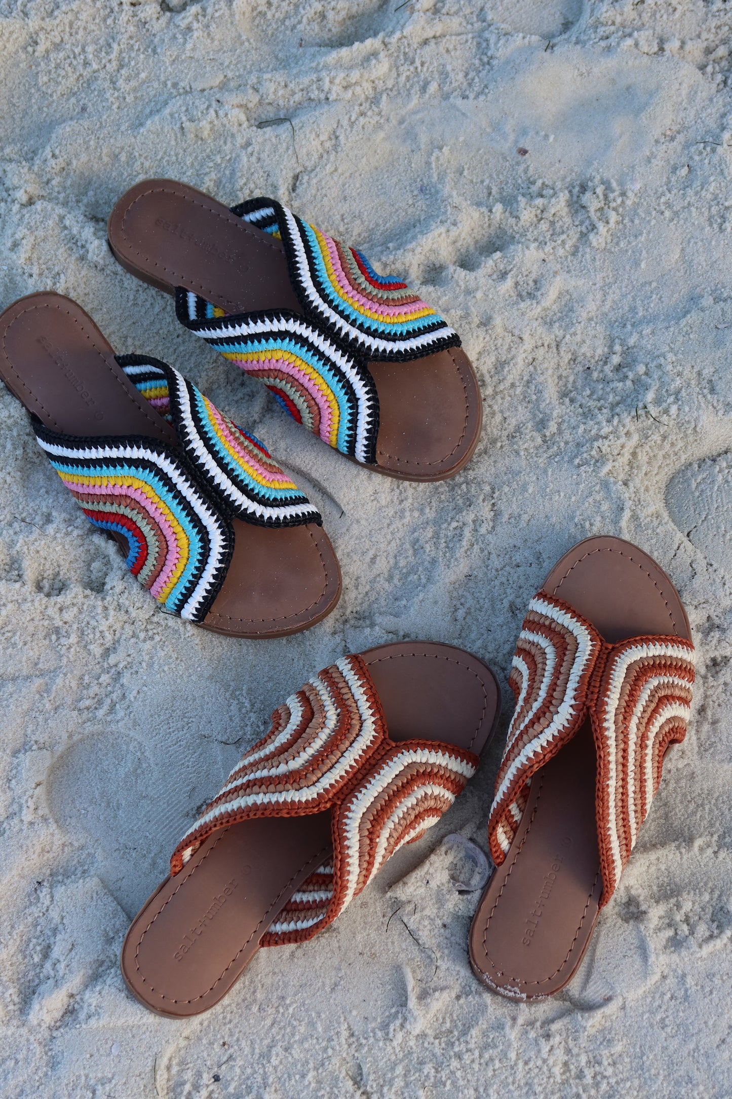 BALI - RAINBOW raffia slide