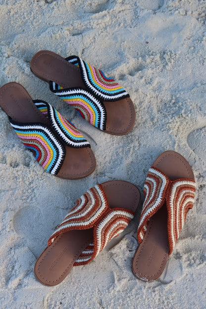 BALI - RAINBOW raffia slide