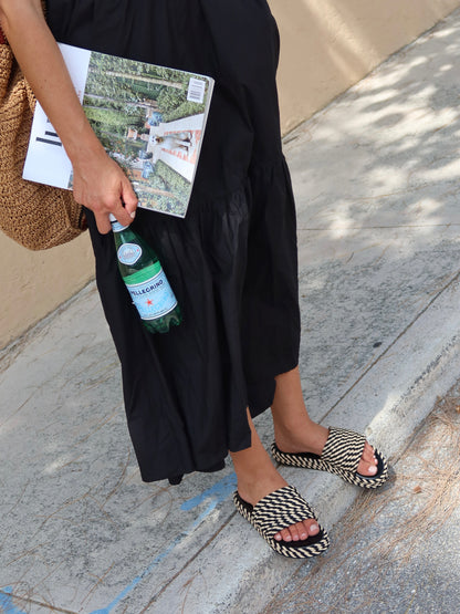 VIVA - BLACK/WHITE vegan rope platform slide sandal