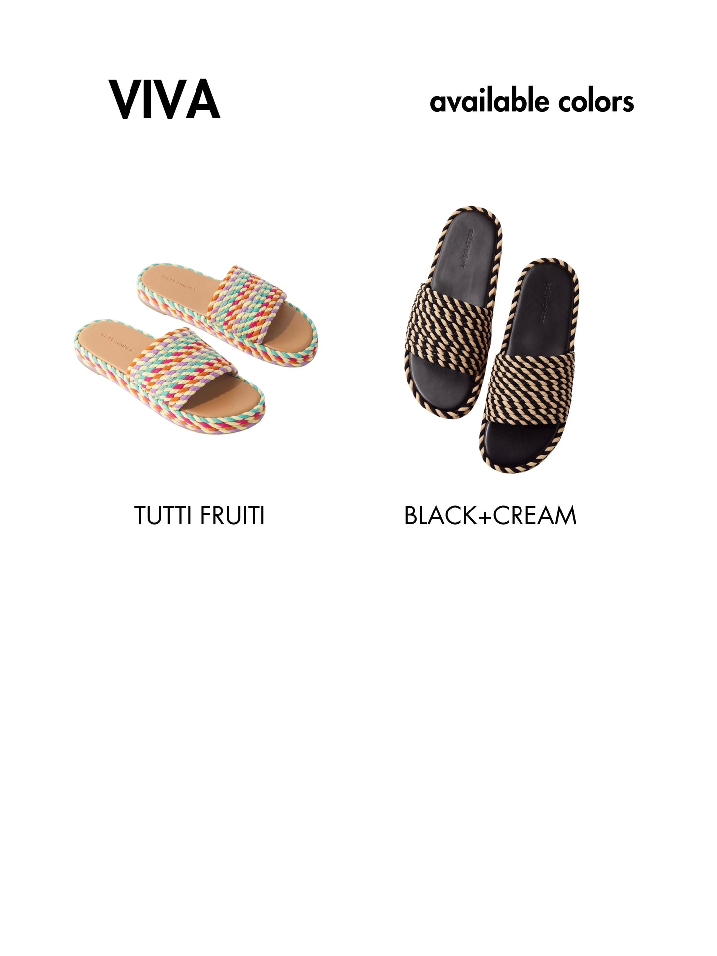 SUNSHINE-BLACK WHITE vegan rope footbed slide sandal