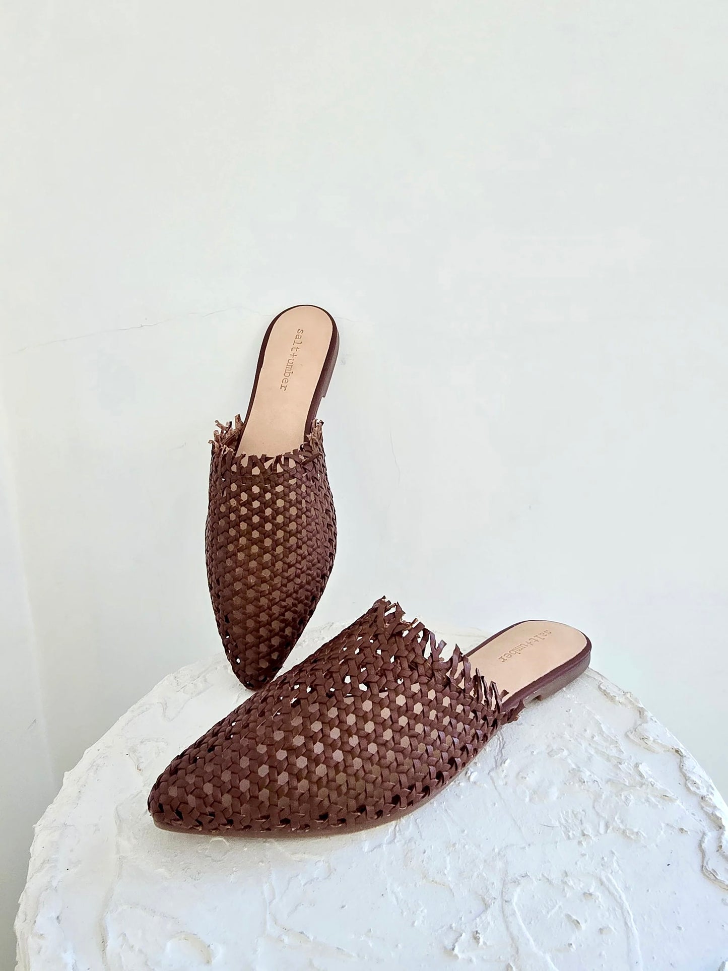MIRABELLE - BROWN handwoven leather mule