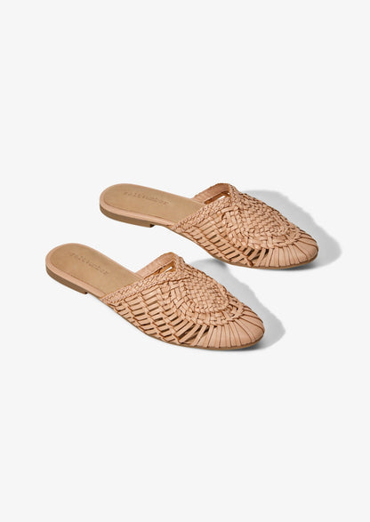 ARI - VINTAGE PINK basketweave leather mules