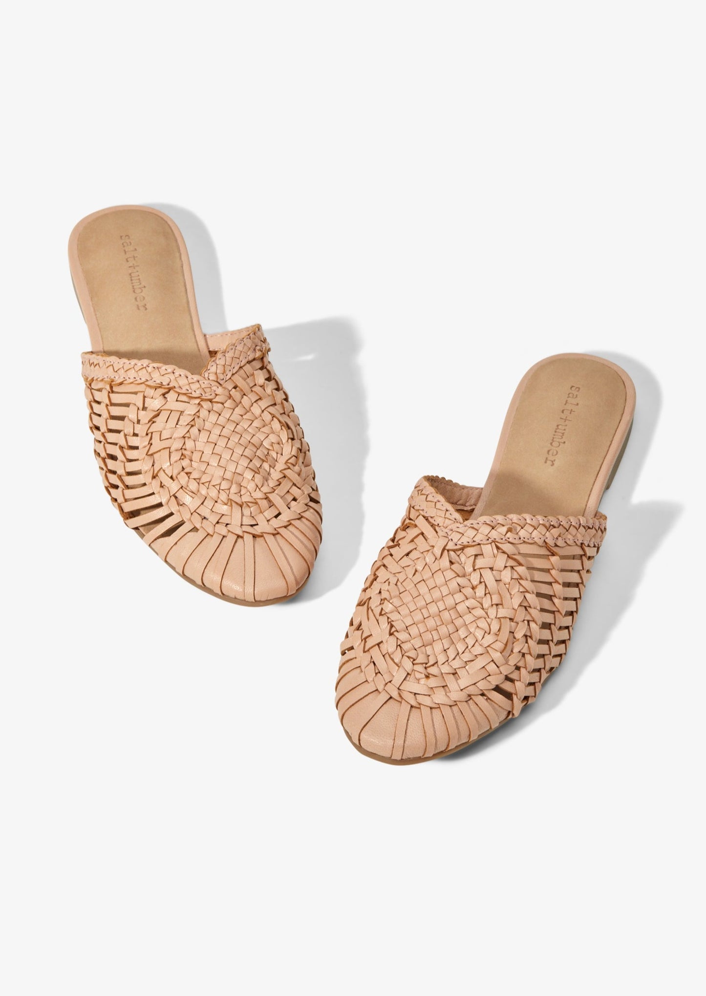 ARI - VINTAGE PINK basketweave leather mules