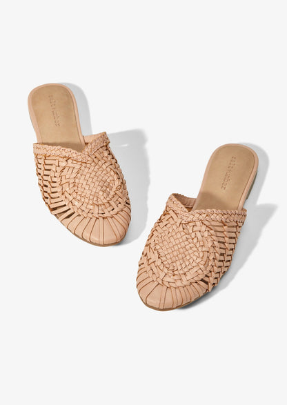 ARI - VINTAGE PINK basketweave leather mules