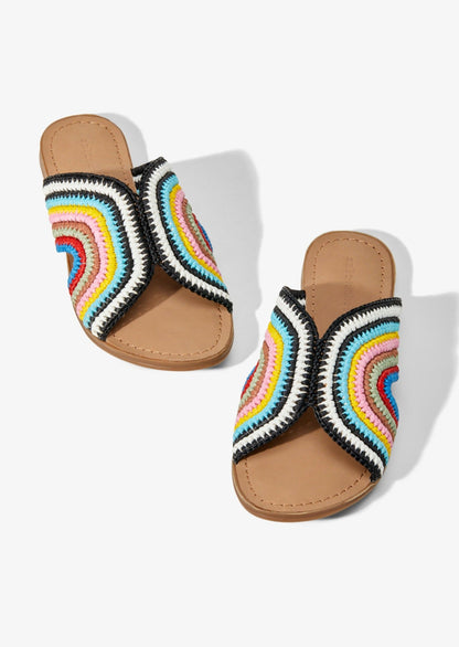 BALI - RAINBOW raffia slide