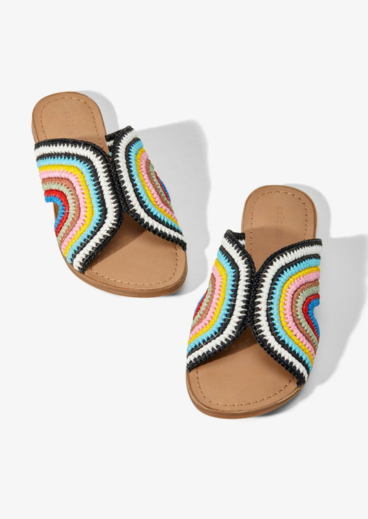 BALI - RAINBOW raffia slide