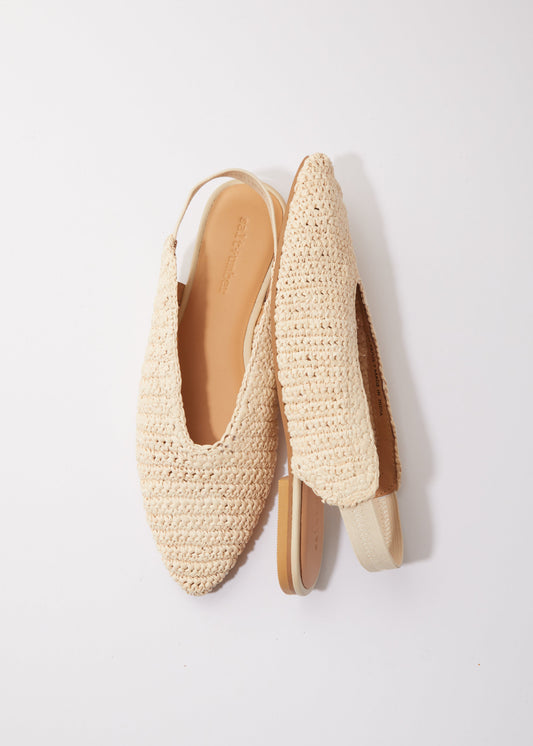 MOROCCO- NATURAL RAFFIA slingback closed toe flat