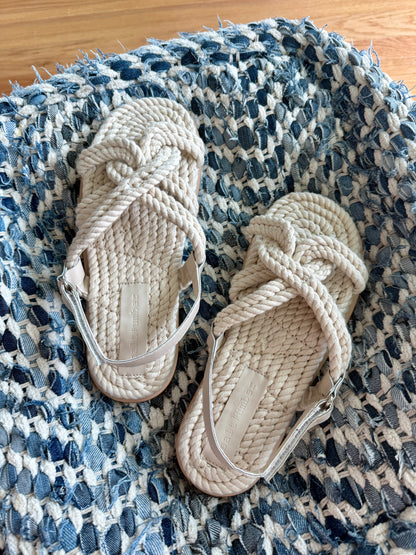 SANSA - NATURAL vegan rope nautical knot platform slingback