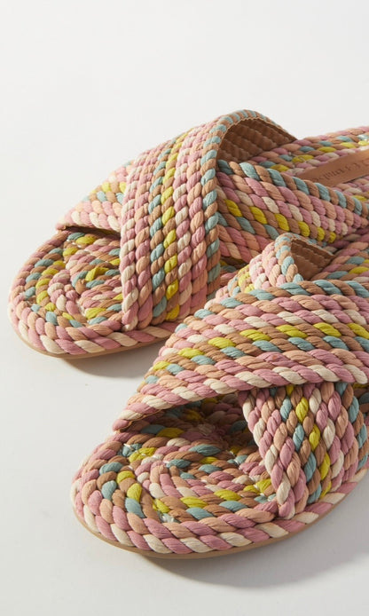 SARAYA-MIAMI MULTI vegan rope cross band slide sandal