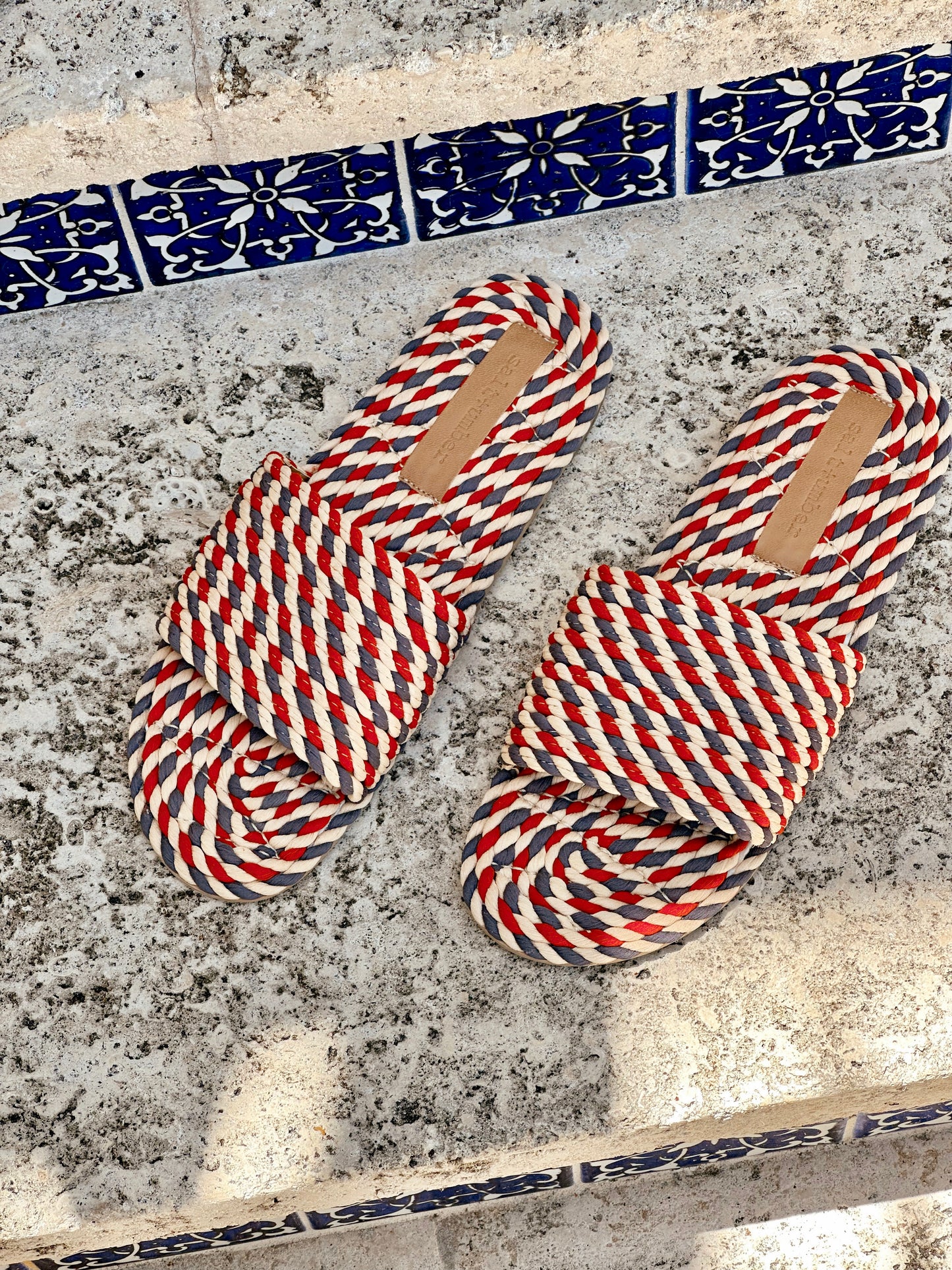 SUNNY-NANTUCKET BLUE vegan rope slide sandal