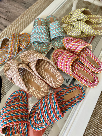 SUNNY- RETRO MIX vegan rope slide sandal