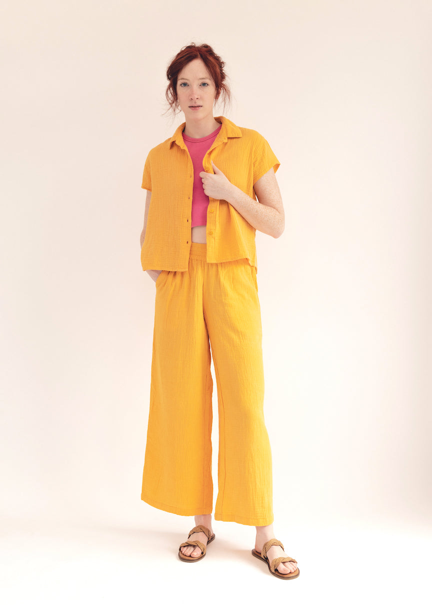 MAUI - MANGO SHORT SLEEVE BUTTON DOWN TOP