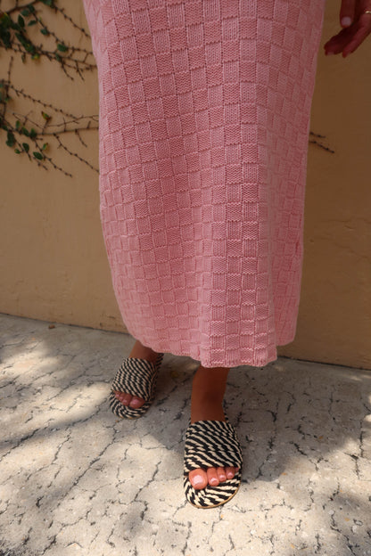 SUNNY - BLACK WHITE MULTI vegan rope slide sandal