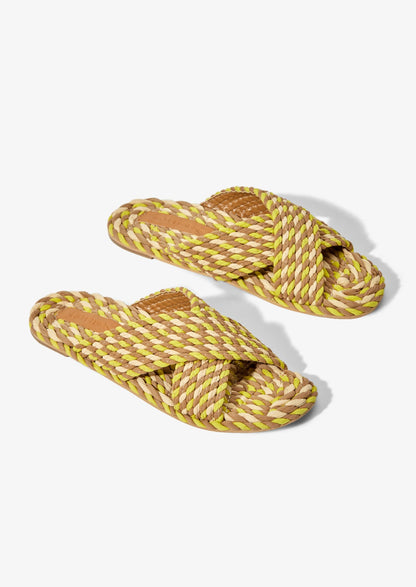 SARAYA - CITRON vegan rope cross band slide sandal