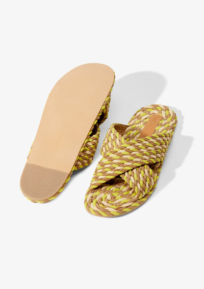 SARAYA - CITRON vegan rope cross band slide sandal