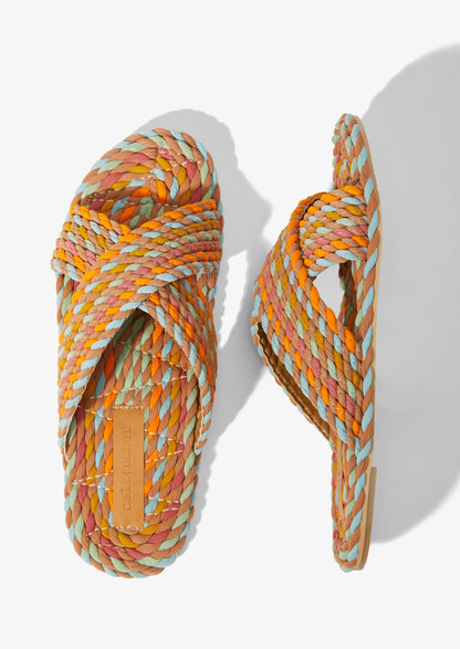 SARAYA - SUNBLEACH PASTEL vegan rope cross band slide sandal