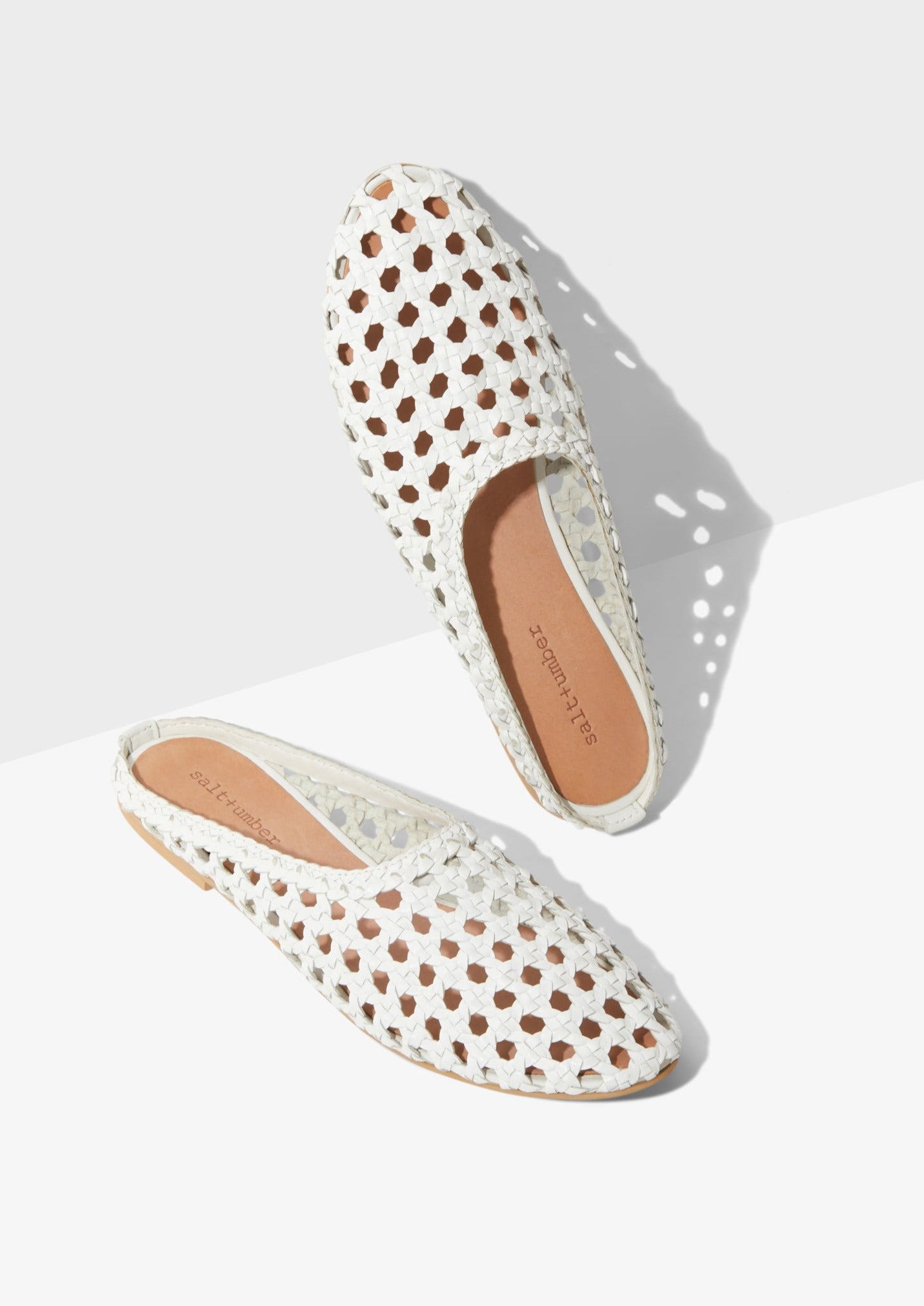 SHANTI - WHITE handwoven leather mule