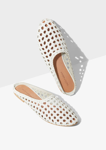 SHANTI - WHITE handwoven leather mule