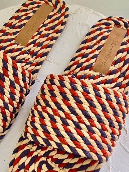 SUNNY-NANTUCKET BLUE vegan rope slide sandal