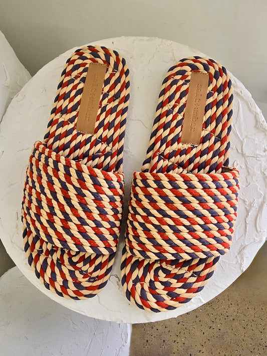 SUNNY-NANTUCKET BLUE vegan rope slide sandal