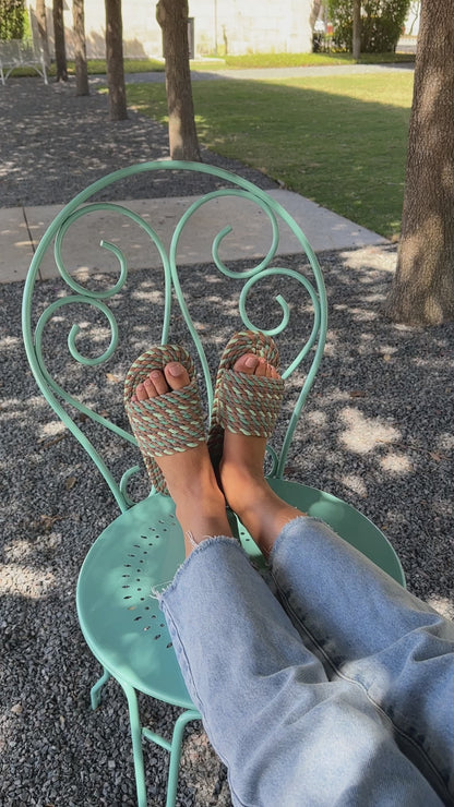 SUNNY- BELIZE BLUE vegan rope slide sandal