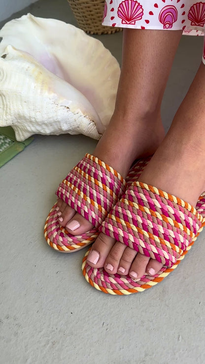 SUNNY- GRAPEFRUIT PINK vegan rope slide sandal