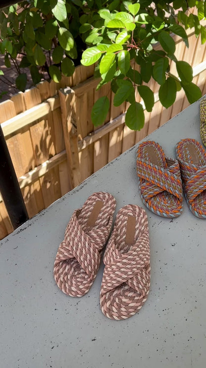 SARAYA - CITRON vegan rope cross band slide sandal