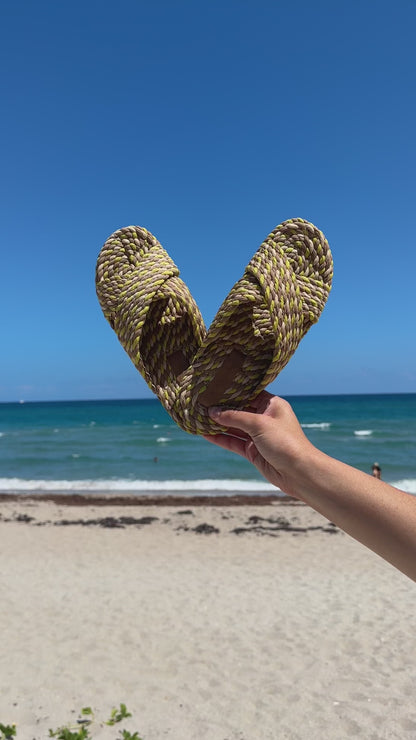 SARAYA - CITRON vegan rope cross band slide sandal