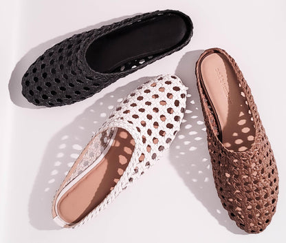 SHANTI - BROWN handwoven leather mule
