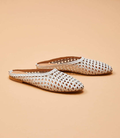 SHANTI - WHITE handwoven leather mule