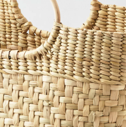 CAROL STRAW BAMBOO HANDLE CARRYALL BAG