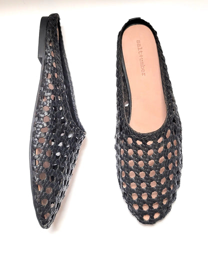 SHANTI - BLACK handwoven leather mule